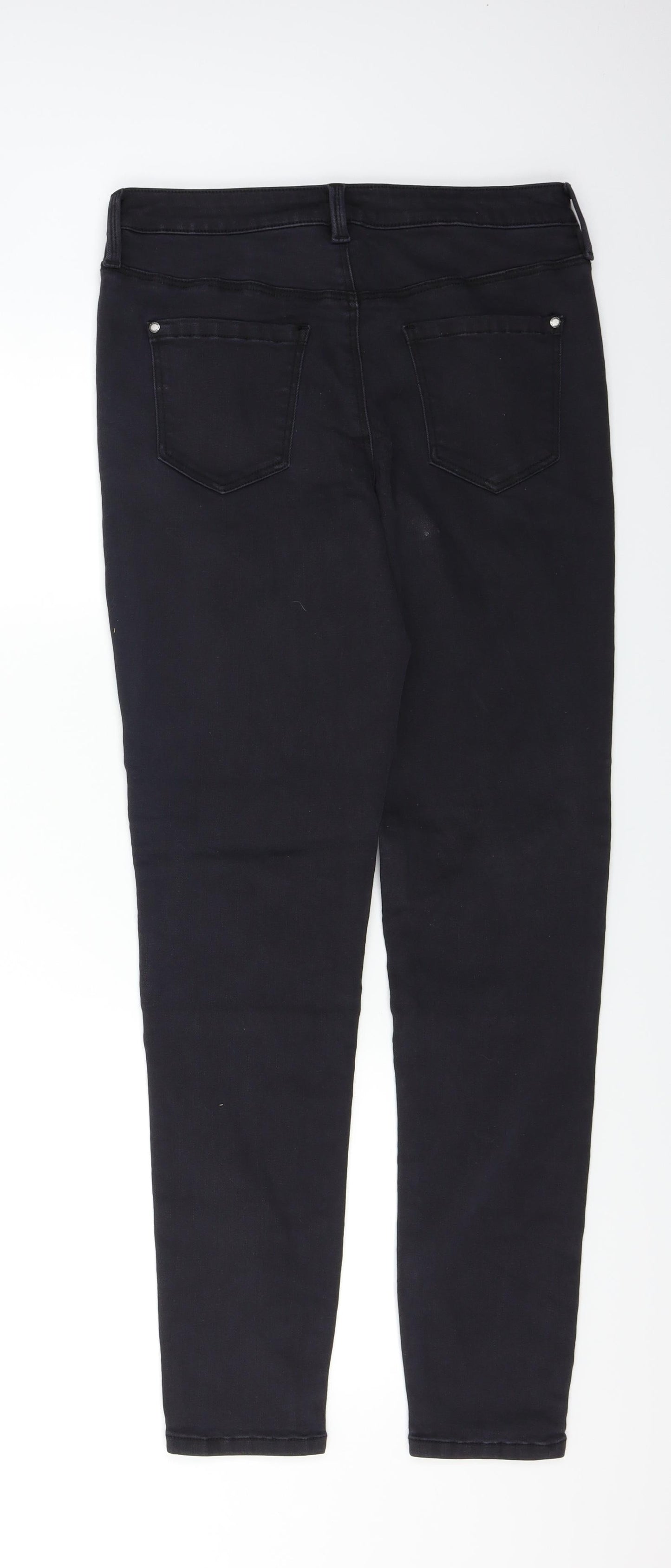 Preworn Womens Black  Denim Skinny Jeans Size 8 L29 in - studded detail
