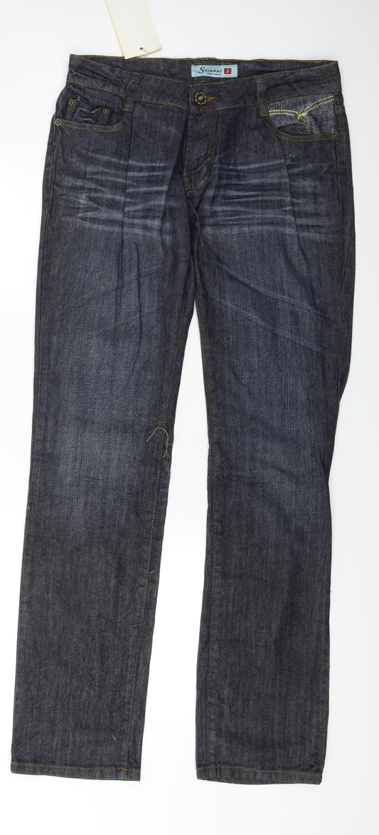 Sciapai Womens Blue  Denim Straight Jeans Size S L32 in