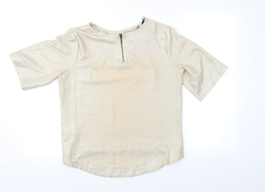 Atmosphere Womens Gold   Basic Blouse Size 10  - 1/2 zip