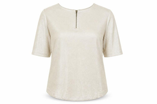 Atmosphere Womens Gold   Basic Blouse Size 10  - 1/2 zip
