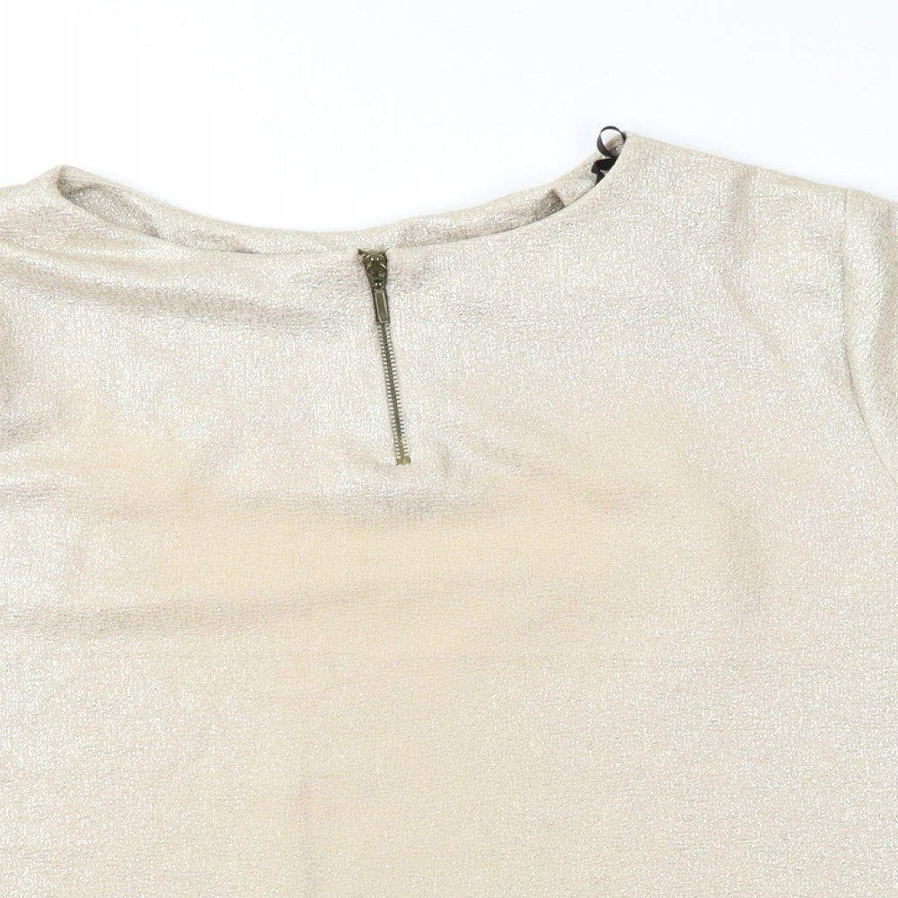 Atmosphere Womens Gold   Basic Blouse Size 10  - 1/2 zip