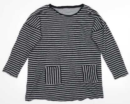 Additional front view of Next women’s grey striped jumper, size UK 16