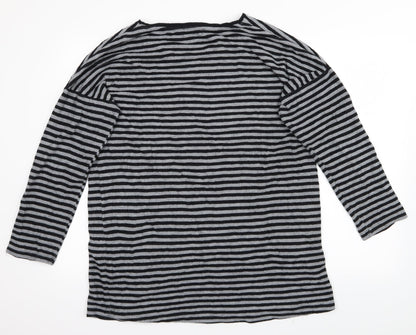 Back view of Next women’s grey striped jumper, size UK 16