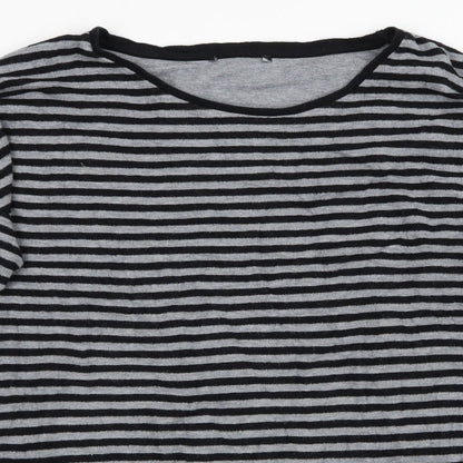 Close-up detail of Next women’s grey striped jumper, size UK 16