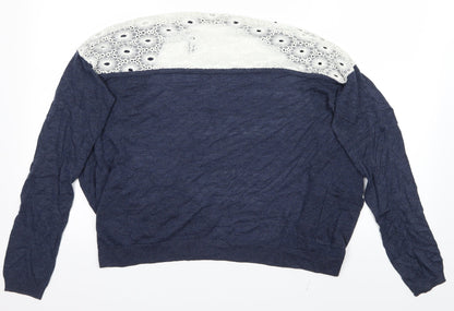 Back view of Tu women’s blue cardigan jumper, size UK 10