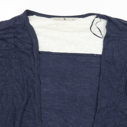 Close-up detail of Tu women’s blue cardigan jumper, size UK 10