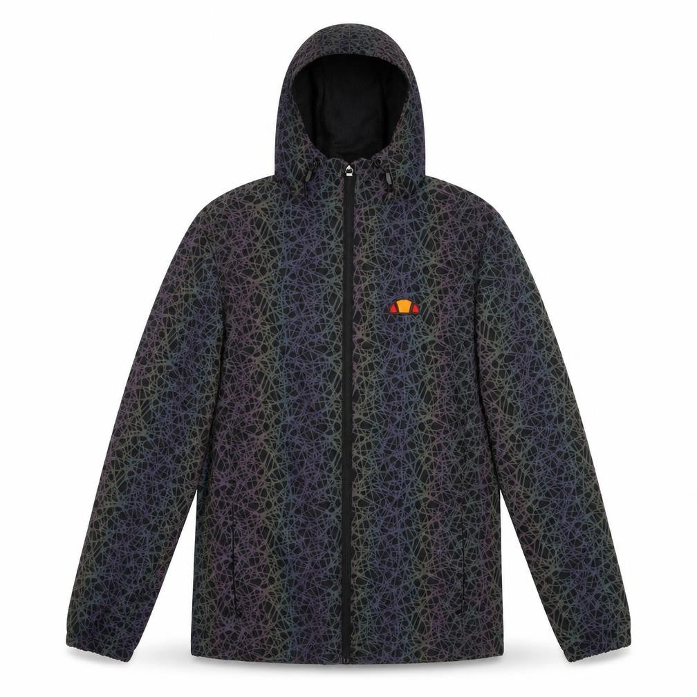 ellesse Womens Black Geometric  Windbreaker Coat Size 6