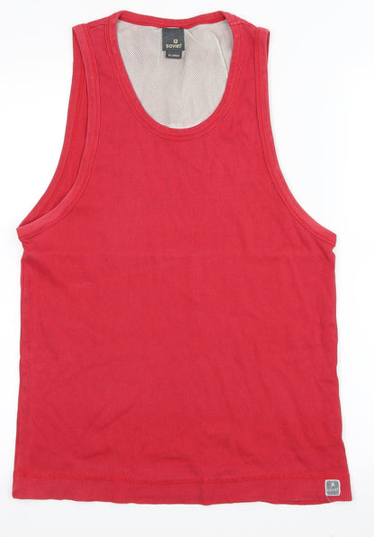 Front view of Soviet women’s red basic tank, size XL