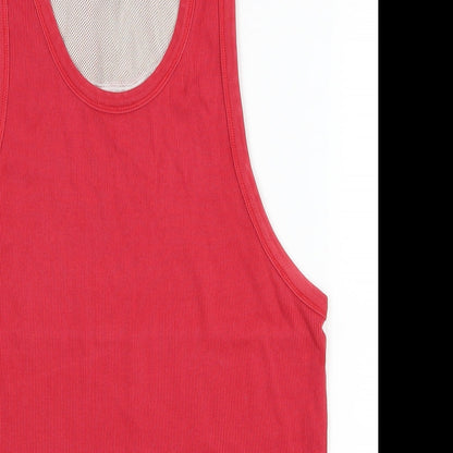 Close-up detail of Soviet women’s red basic tank, size XL