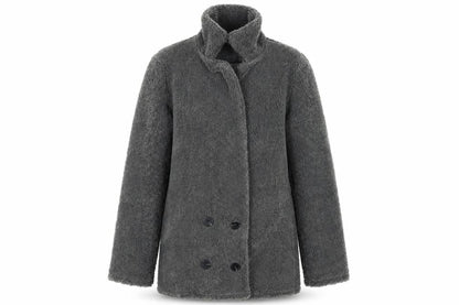 Front view of Select women’s grey overcoat coat, size UK 6