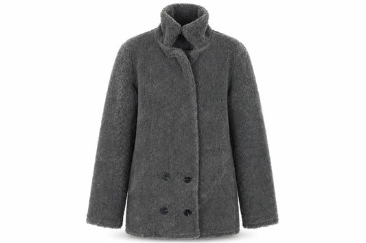 Front view of Select women’s grey overcoat coat, size UK 6