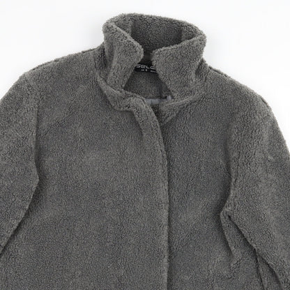 Close-up detail of Select women’s grey overcoat coat, size UK 6