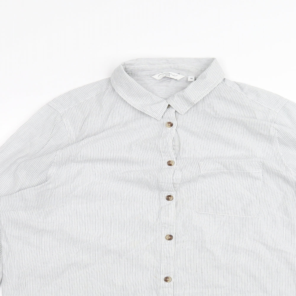 New Look Womens Blue Striped  Basic Button-Up Size 16