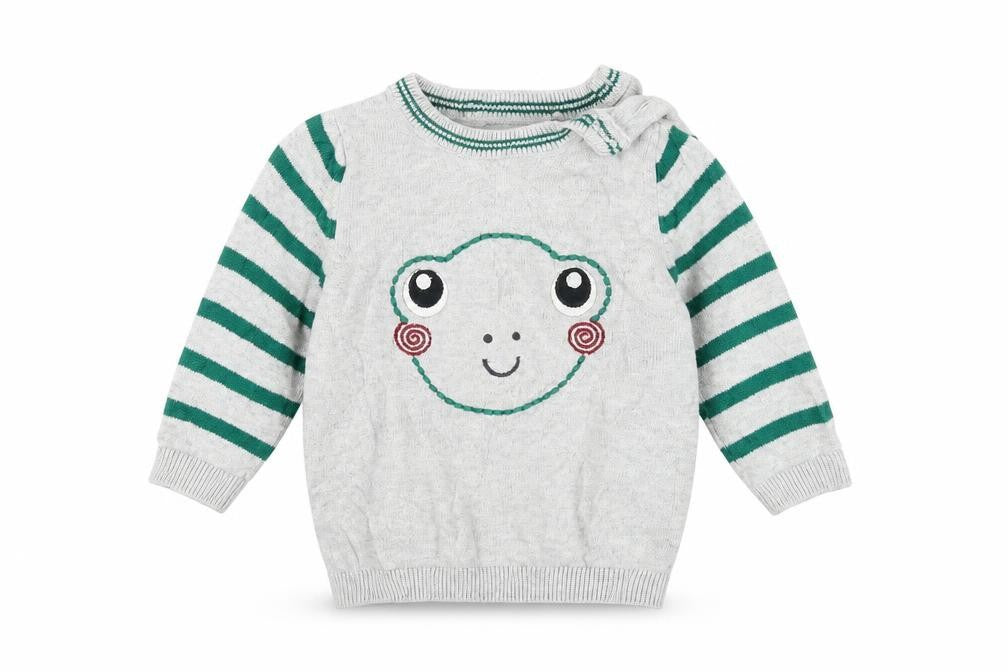 TU Baby Grey Striped  Pullover Jumper Size 0-3 Months  - Frog