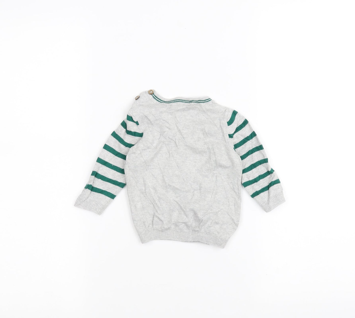 TU Baby Grey Striped  Pullover Jumper Size 0-3 Months  - Frog