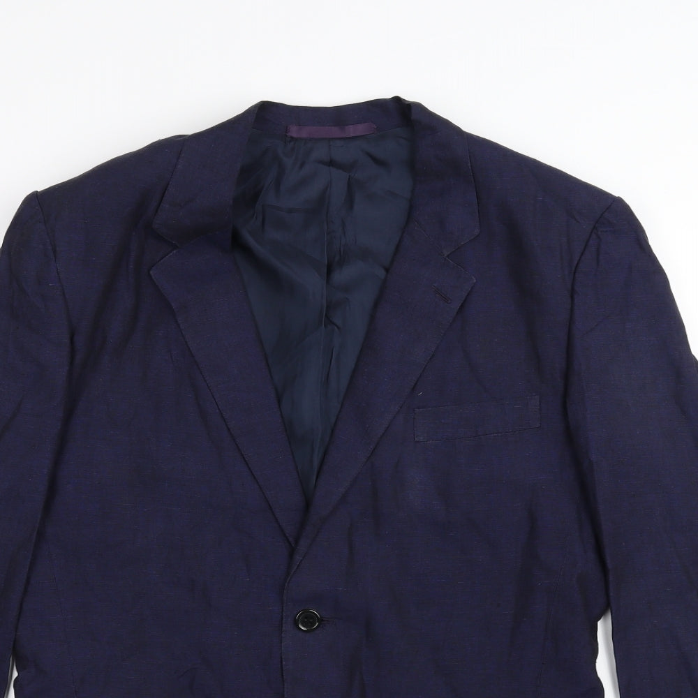 Puro lino Mens Blue   Jacket Suit Jacket Size 40