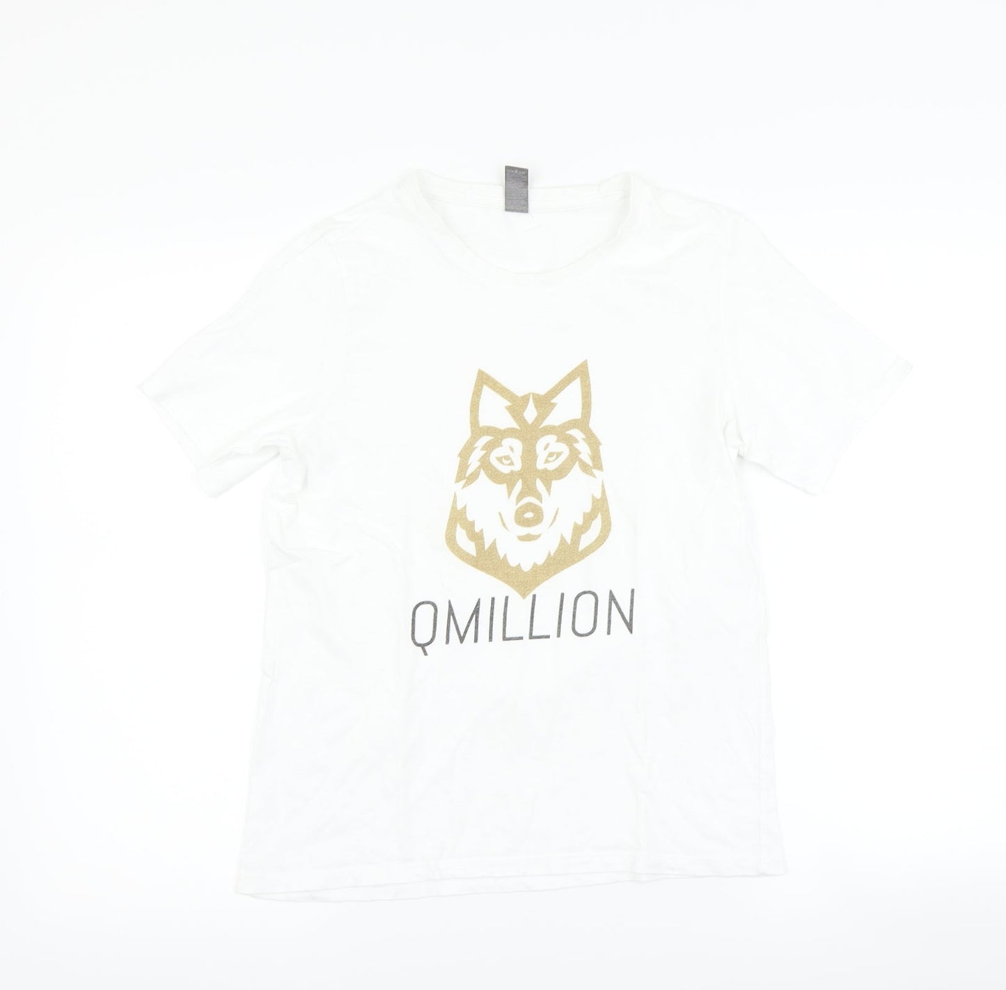 Preworn Womens White   Basic T-Shirt Size 12  - wolf