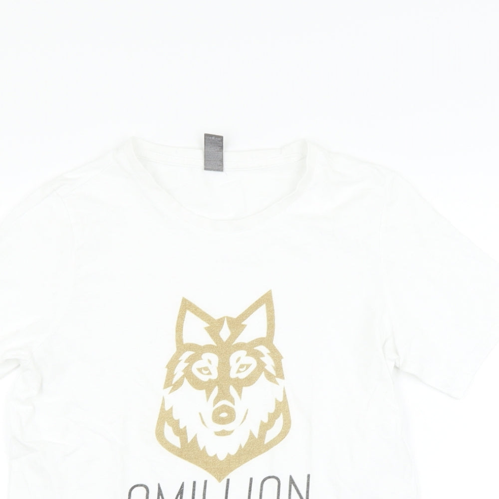 Preworn Womens White   Basic T-Shirt Size 12  - wolf