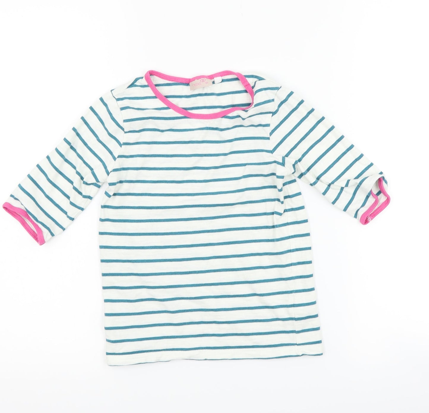 NEXT Girls White Striped  Basic T-Shirt Size 6 Years