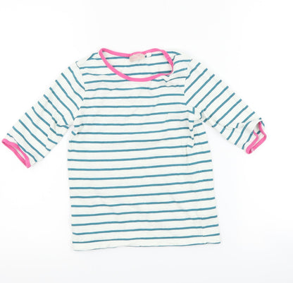 Additional front view of Next girls’ white striped basic t-shirt, size 6, years