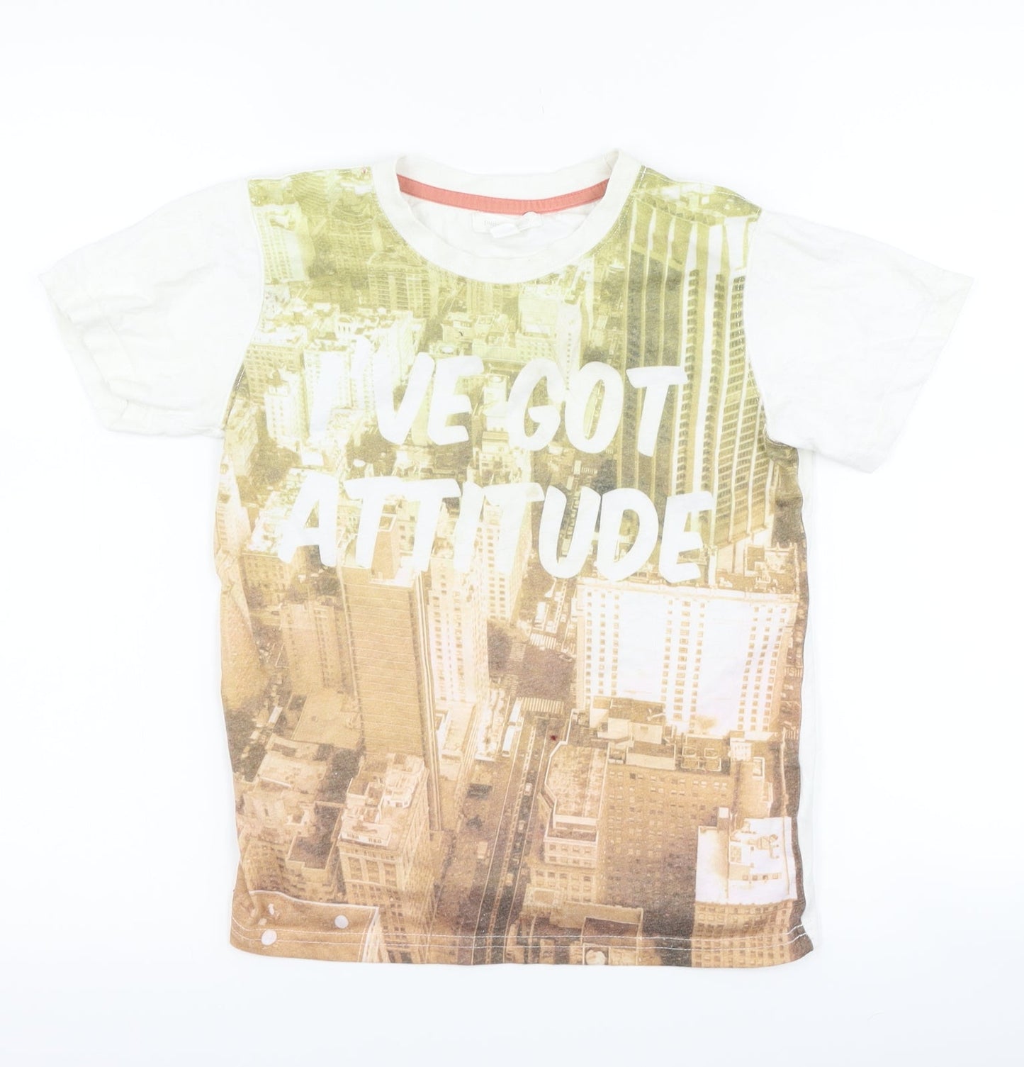 Pumpkin Patch Boys White   Basic T-Shirt Size 8 Years  - I've got attitude