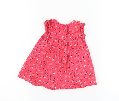 Back view of George girls’ pink floral basic tank, size 3-6, months