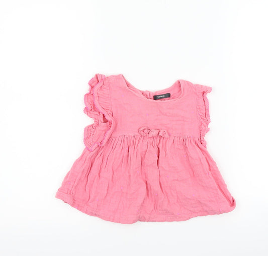 George Girls Pink Polka Dot  Basic T-Shirt Size 2-3 Years