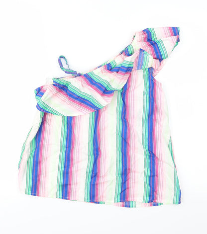 Back view of George girls’ multicoloured striped basic blouse, size 11-12, years