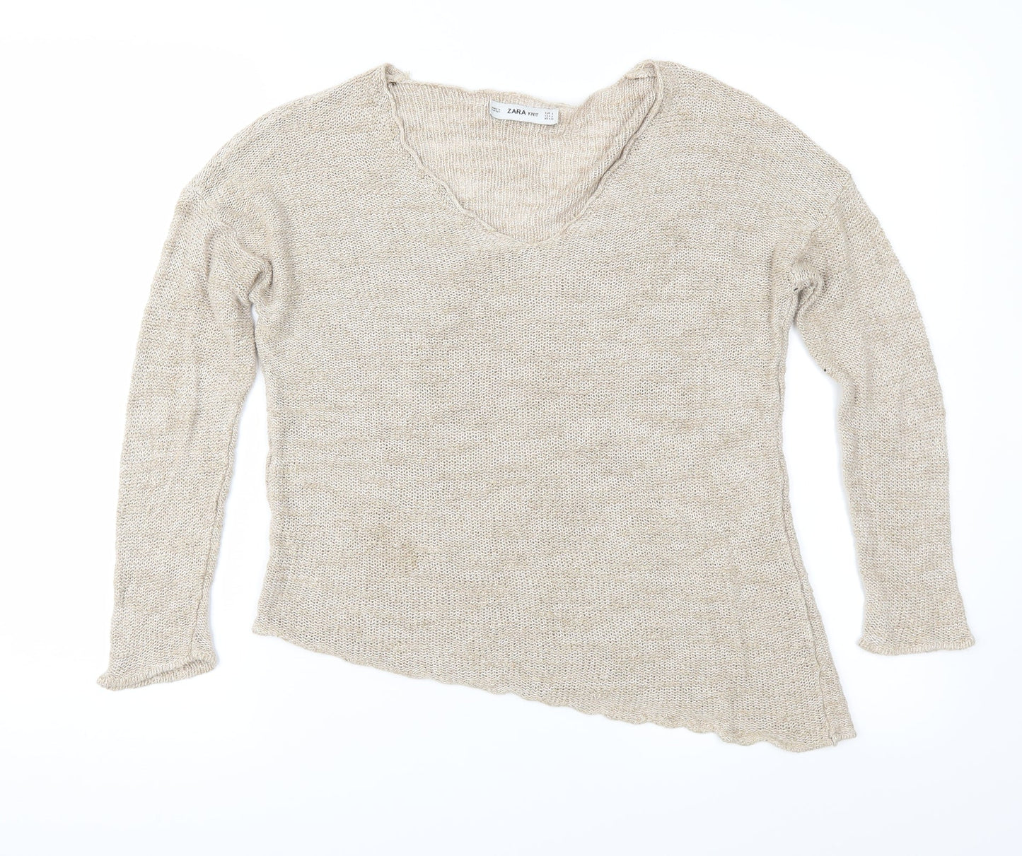 Zara Womens Beige  Knit Pullover Jumper Size S