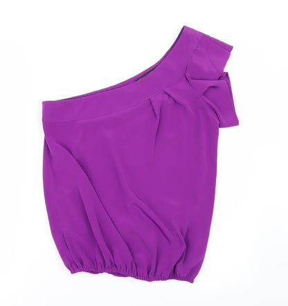 Additional front view of River Island women’s purple basic blouse, size UK 10