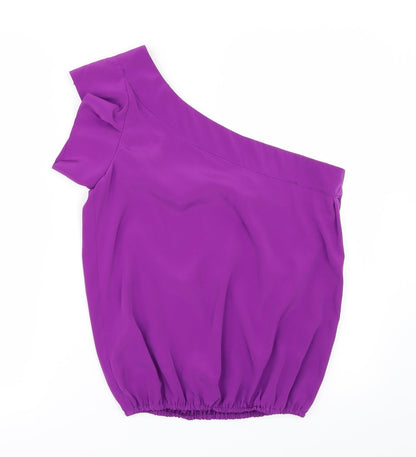 Back view of River Island women’s purple basic blouse, size UK 10