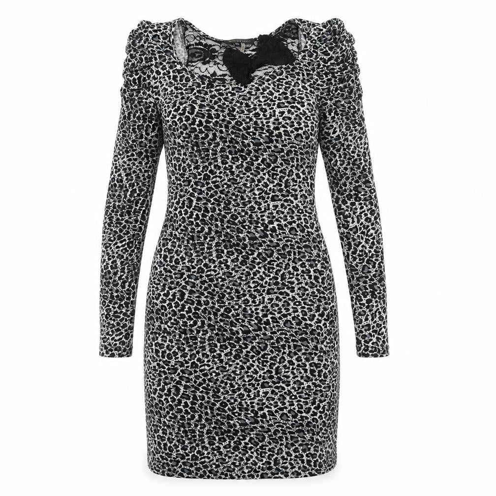 SUR MODA Womens Grey Animal Print  Pencil Dress  Size M