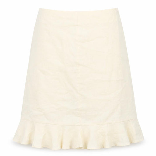 Front view of H&M women’s yellow a-line skirt, size UK 8