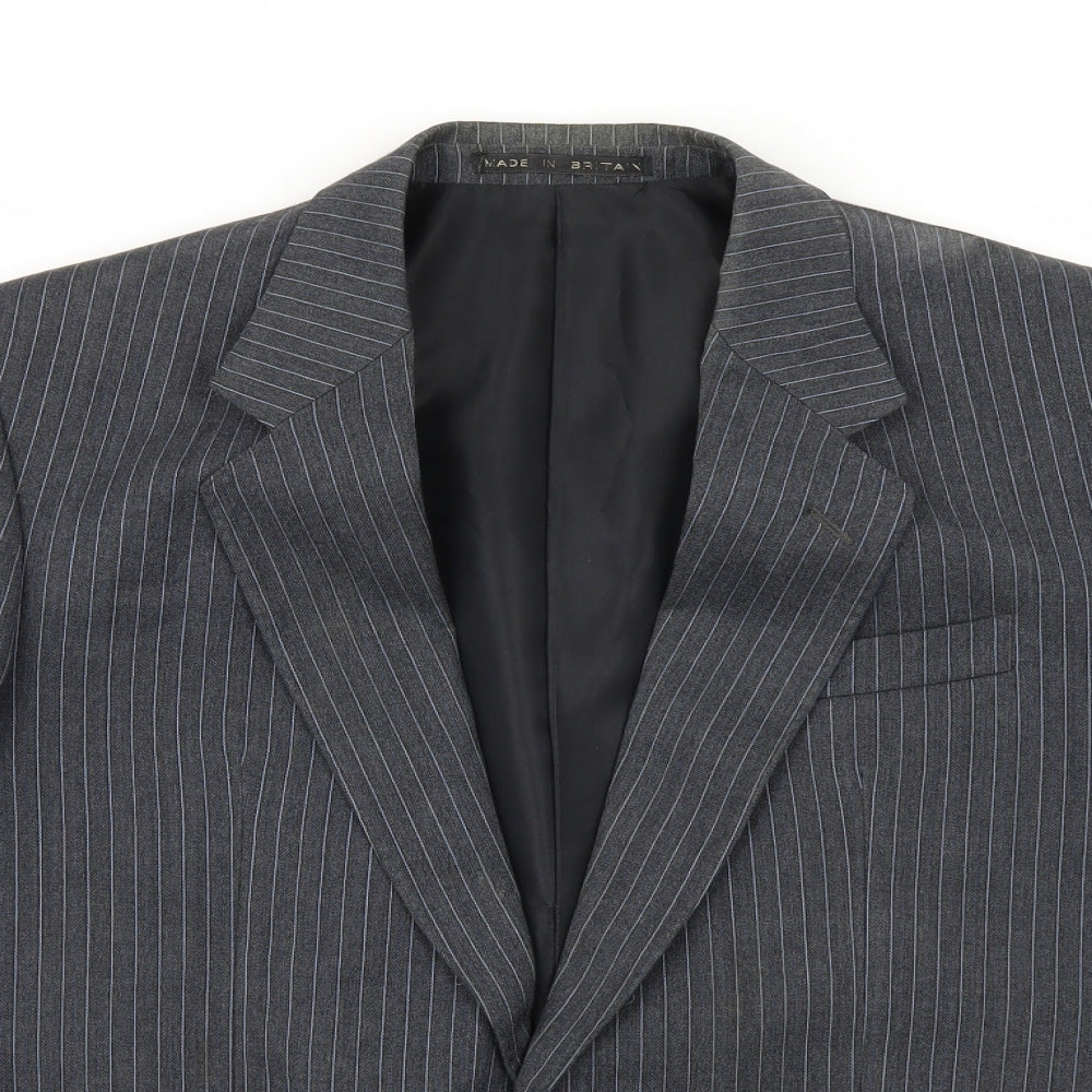 Hodges Mens Grey Striped  Jacket Suit Jacket Size 42
