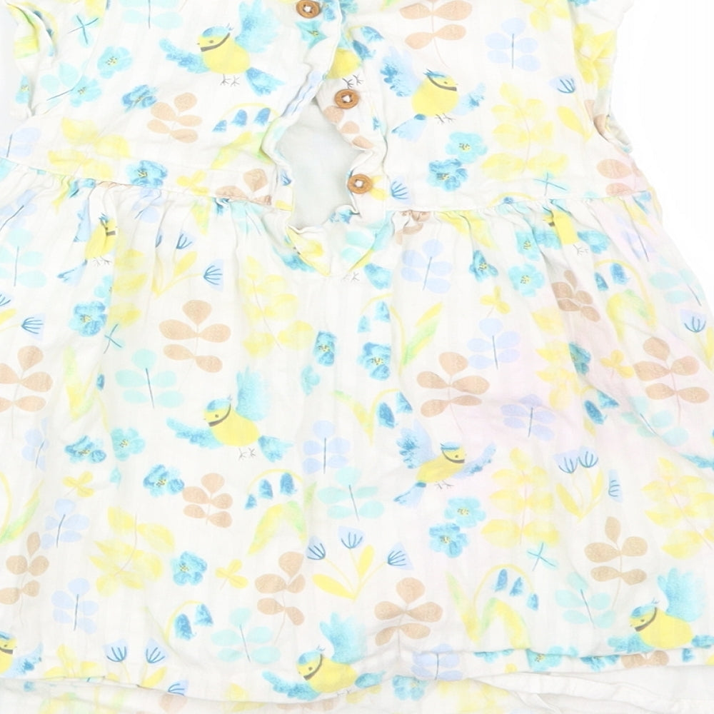 Marks and Spencer Girls White Floral  A-Line  Size 6-9 Months