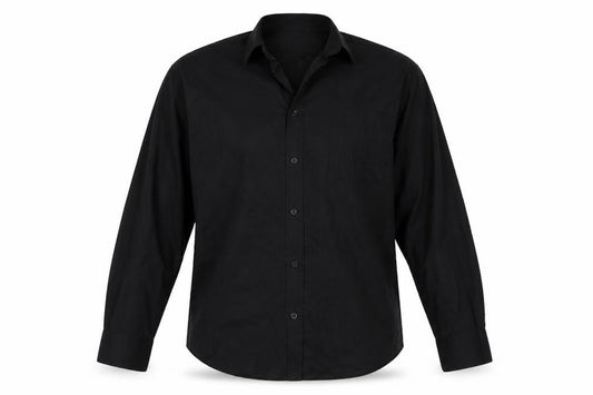 Front view of Savatini men’s black button-up one size