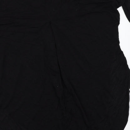 Brand and care label for River Island women’s black basic t-shirt, size UK 8
