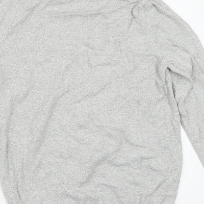 Brand and care label for New Look men’s grey pullover sweatshirt, size S