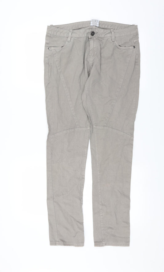 Front view of UpFashion women’s grey straight jeans, size UK 10, 30-inch leg