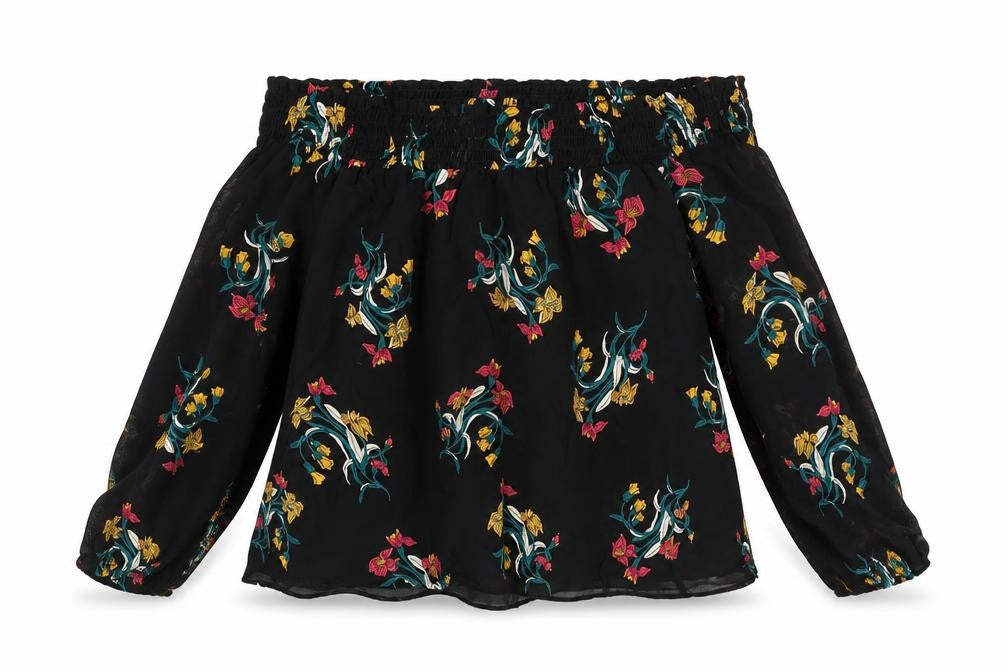 River Island Womens Black Floral  Basic Blouse Size 6
