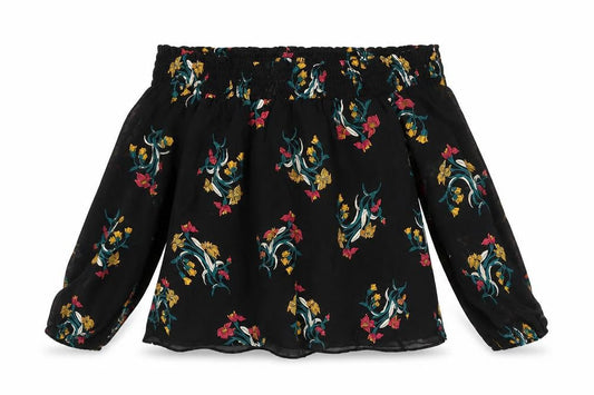 River Island Womens Black Floral  Basic Blouse Size 6