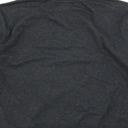 Brand and care label for gmyg women’s grey pullover sweatshirt, size S