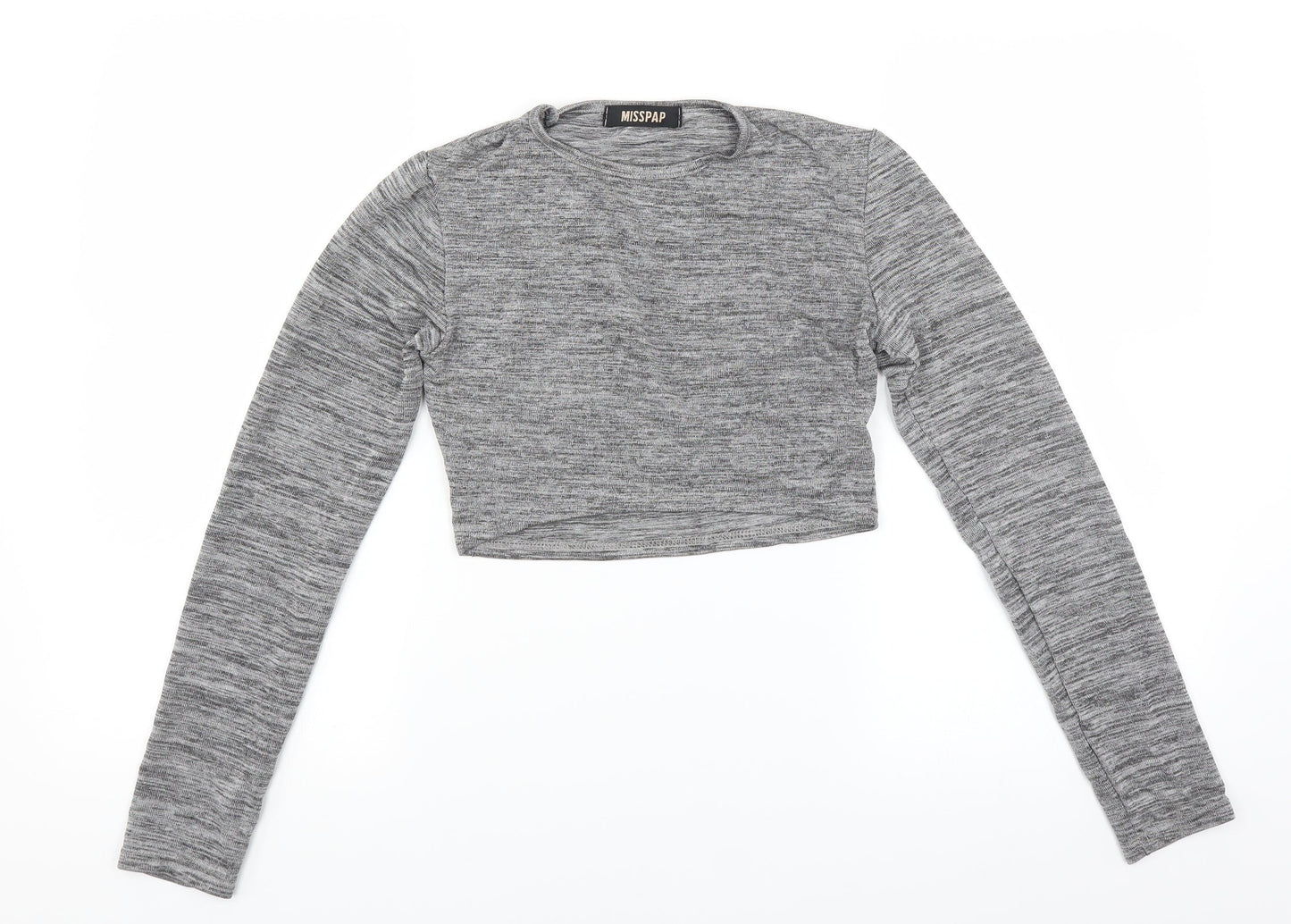 Misspap Womens Grey   Cropped T-Shirt Size S  - glittery cropped