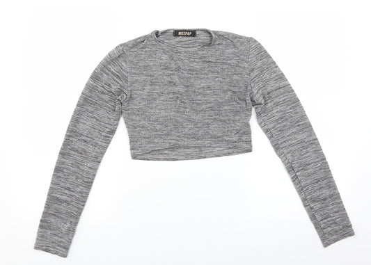 Misspap Womens Grey   Cropped T-Shirt Size S  - glittery cropped
