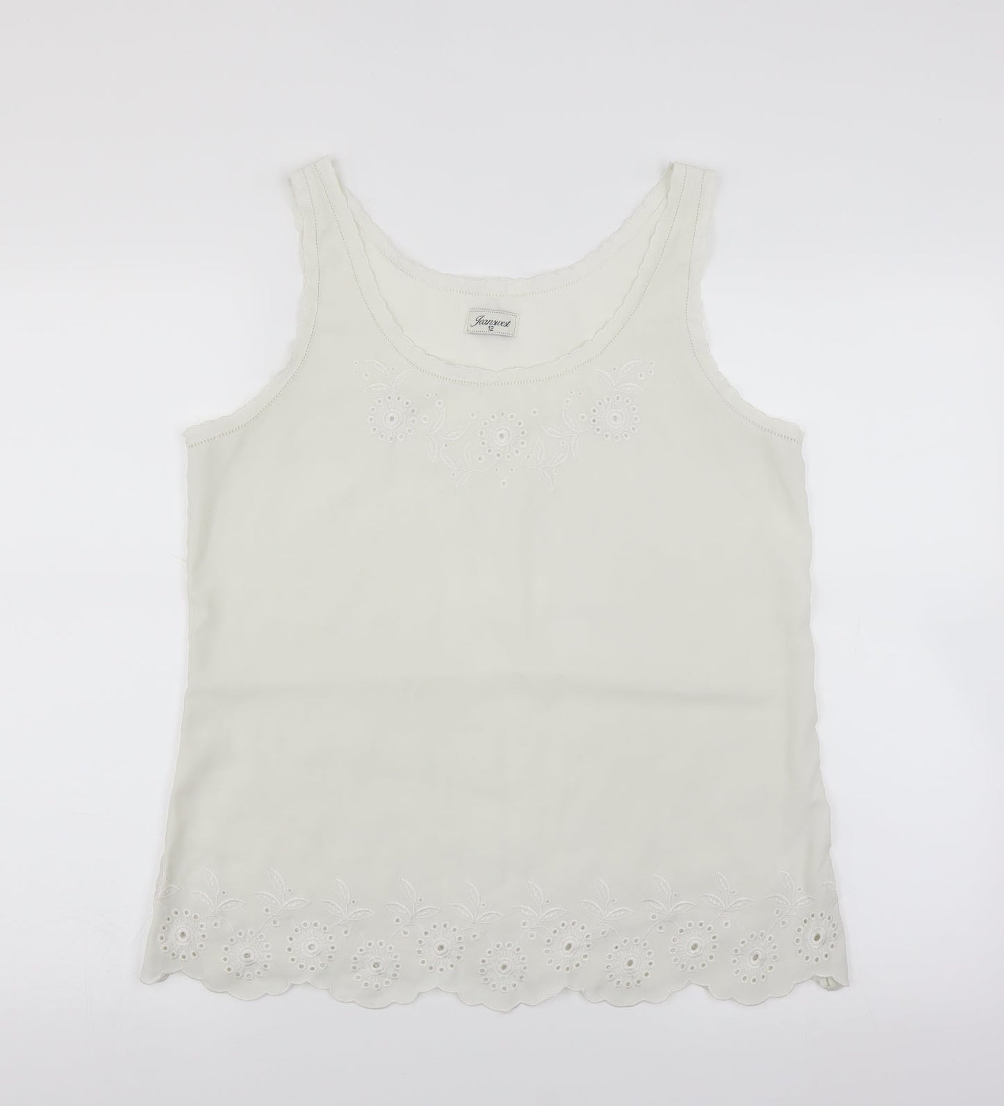 Jeanswest Womens Ivory   Basic Blouse Size 12  - Floral embroidery