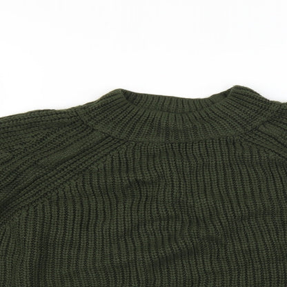 Close-up detail of Topshop women’s green jumper, size UK 6
