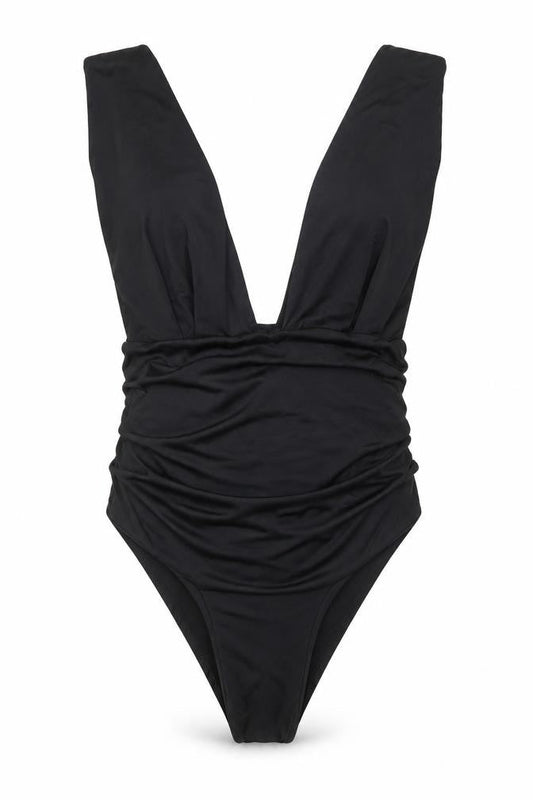 Front view of Vestidos women’s black bodysuit one-piece, size M