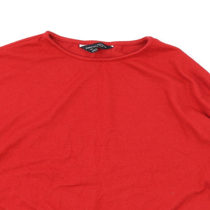 Close-up detail of Dorothy Perkins women’s red jumper, size UK 10