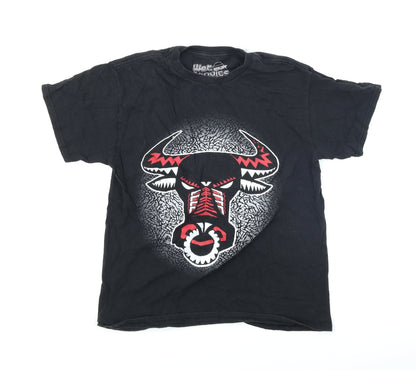 Additional front view of Wet Bandits women’s black basic t-shirt, size M