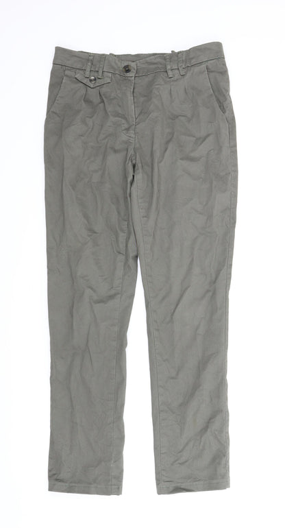 Additional front view of Up Fashion women’s green carpenter trousers, size UK 16, 29-inch leg
